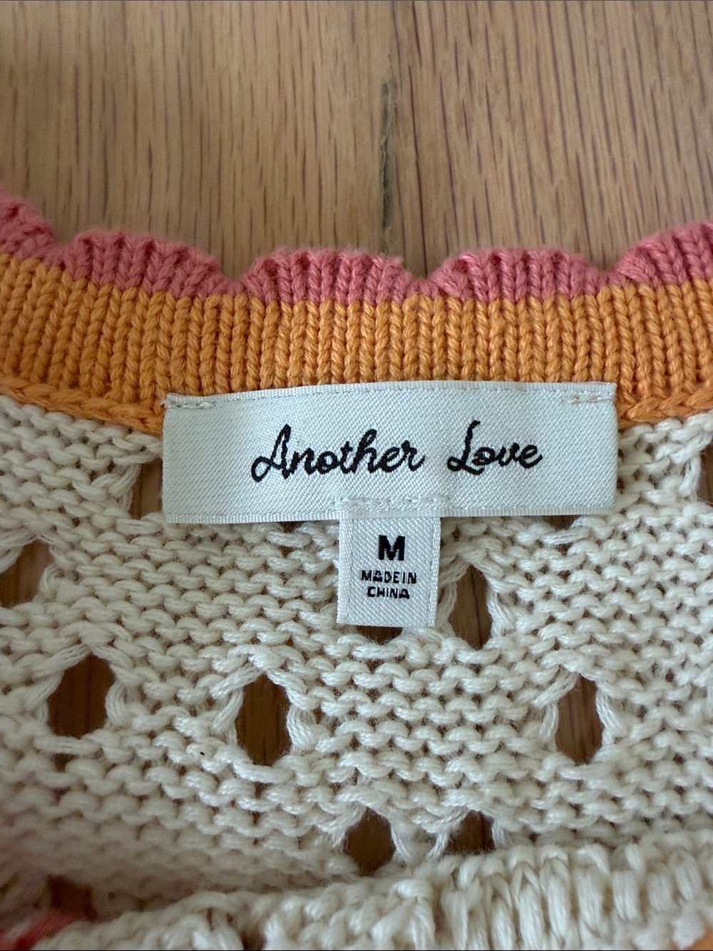 Another Love Cream Crochet Top with Pink and Orange Trim - Picture 2 of 4